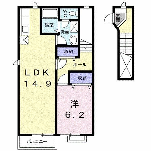 ドゥセゾン｜和歌山県和歌山市紀三井寺(賃貸アパート2DK・2階・54.76㎡)の写真 その2