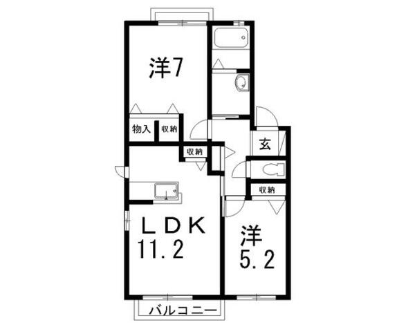 シャーメゾンフレール C201｜高知県高知市朝倉本町１丁目(賃貸アパート2LDK・2階・54.78㎡)の写真 その2