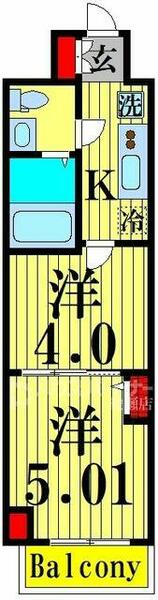 アーバハイツ六町１号館 402｜東京都足立区六町１丁目(賃貸マンション2K・4階・25.50㎡)の写真 その2