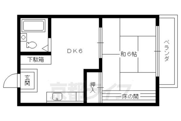 コーポ神山 201｜京都府京都市北区上賀茂豊田町(賃貸マンション1DK・2階・24.09㎡)の写真 その2