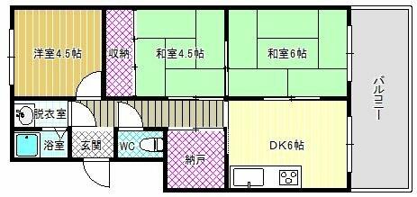 マンションふじなみ｜大阪府藤井寺市野中４丁目(賃貸マンション3DK・1階・50.00㎡)の写真 その2