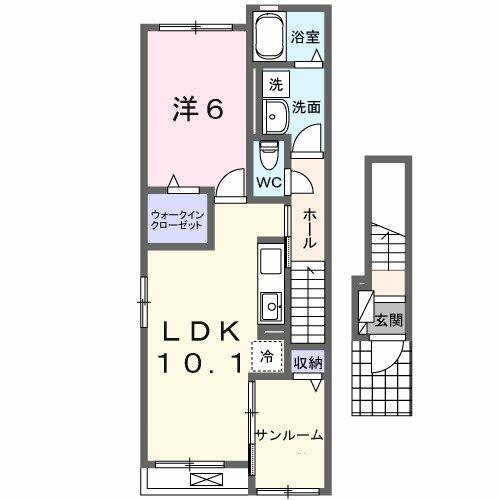 モデルノⅡ 201｜茨城県取手市谷中(賃貸アパート1LDK・2階・48.92㎡)の写真 その2
