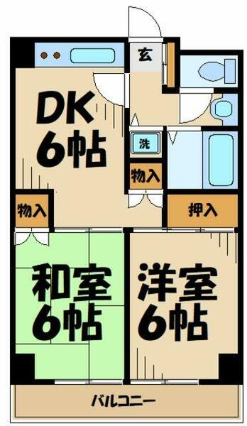 サンハイムタチバナＣ 402｜東京都多摩市鶴牧２丁目(賃貸マンション2DK・4階・45.40㎡)の写真 その2