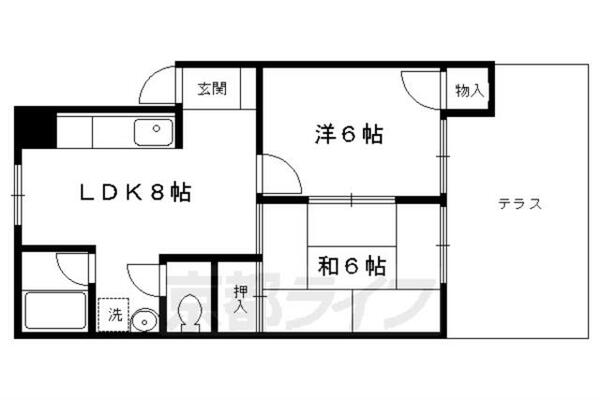 京都府京都市上京区相国寺門前町(賃貸マンション2LDK・1階・45.00㎡)の写真 その2