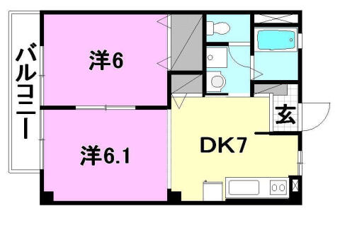 フォブール一色３ 202｜愛媛県松山市南江戸２丁目(賃貸マンション2DK・2階・39.75㎡)の写真 その2