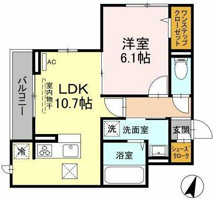 神奈川県川崎市中原区上小田中１丁目(賃貸アパート1LDK・1階・42.03㎡)の写真 その2