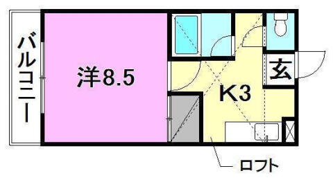 ハイツ　サブリナ 2-D｜愛媛県松山市鷹子町(賃貸アパート1K・2階・30.24㎡)の写真 その2