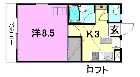 ハイツ　サブリナ 2-E｜愛媛県松山市鷹子町(賃貸アパート1K・2階・30.24㎡)の写真 その2