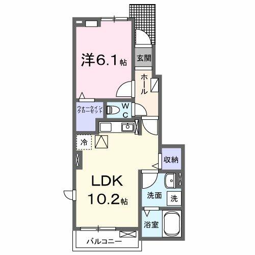 愛知県小牧市大字村中(賃貸アパート1LDK・1階・41.02㎡)の写真 その2