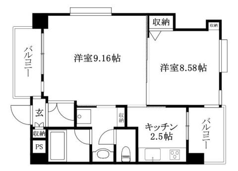 ウインドパレス歩行町 901｜愛媛県松山市歩行町２丁目(賃貸マンション2K・9階・41.86㎡)の写真 その2