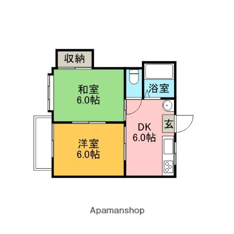 ファーストインローズマリーハウス Ⅱ105｜長崎県佐世保市白岳町(賃貸アパート2DK・2階・36.00㎡)の写真 その2