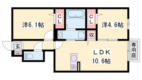 メゾンベルハープ 103｜兵庫県加古郡播磨町本荘２丁目(賃貸アパート2LDK・1階・50.38㎡)の写真 その2