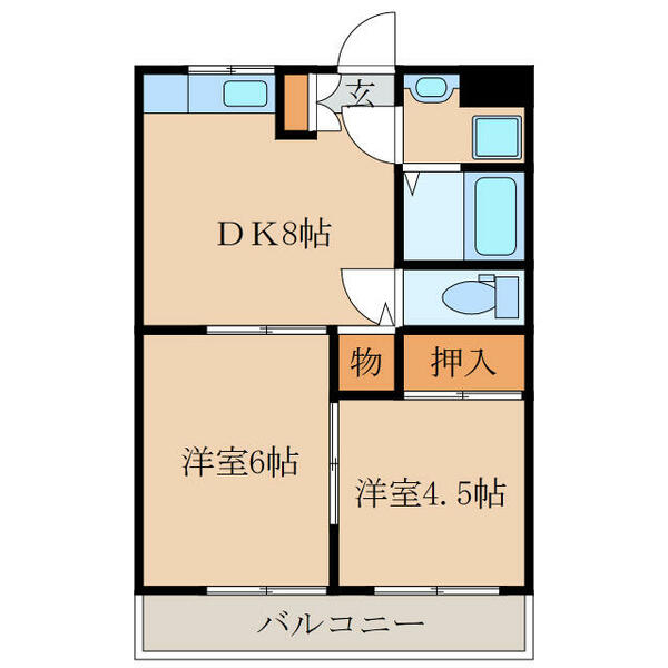 パークヒル古前城｜鹿児島県鹿屋市古前城町(賃貸マンション2DK・2階・45.00㎡)の写真 その2