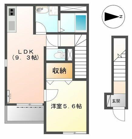 岐阜県岐阜市折立(賃貸アパート1LDK・2階・40.06㎡)の写真 その2