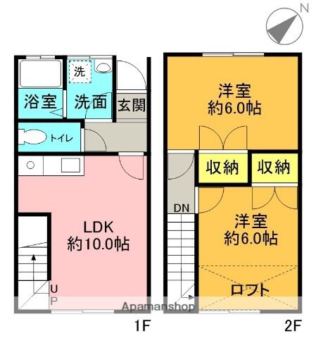 エイトライン　Ｂ棟 2｜福島県いわき市常磐下湯長谷町野木前(賃貸アパート2LDK・1階・52.00㎡)の写真 その2