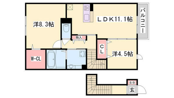兵庫県西脇市和田町(賃貸アパート2LDK・2階・64.46㎡)の写真 その2