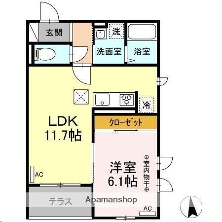 クレストコート錦町 101｜宮城県仙台市青葉区錦町２丁目(賃貸アパート1LDK・1階・41.61㎡)の写真 その2