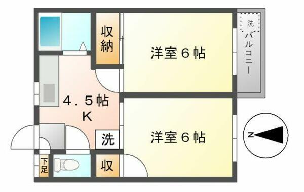 アルテージコート 202｜石川県金沢市割出町(賃貸アパート2K・2階・34.02㎡)の写真 その2