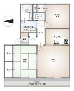 エルフローラ｜愛媛県新居浜市新須賀町２丁目(賃貸アパート2LDK・1階・51.15㎡)の写真 その2