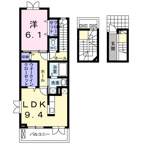 静岡県浜松市中央区天神町(賃貸アパート1LDK・3階・55.90㎡)の写真 その2