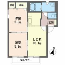 ロイヤルハイツ　Ｉ 201 ｜ 岩手県盛岡市三本柳（賃貸アパート2LDK・2階・50.00㎡） その2