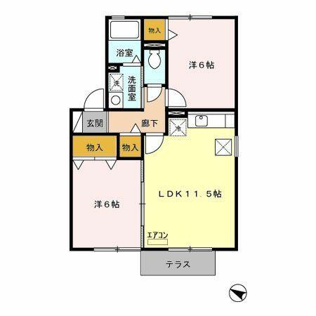 埼玉県春日部市緑町４丁目(賃貸アパート2LDK・1階・53.76㎡)の写真 その2