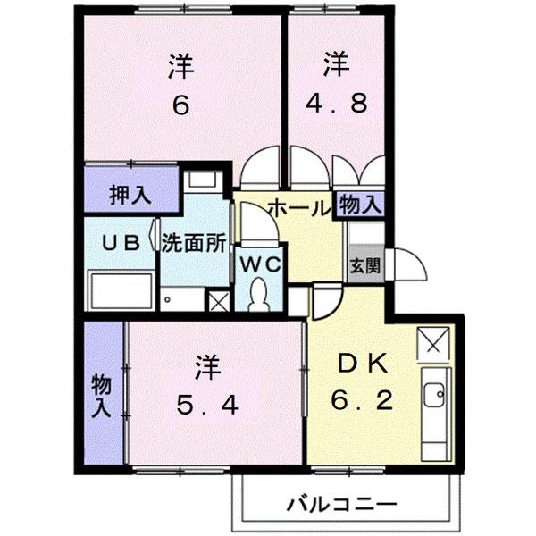 鳥取県米子市皆生新田２丁目(賃貸マンション3DK・2階・55.83㎡)の写真 その2