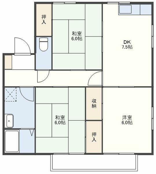 はるの城ハイムＡ棟｜長崎県西彼杵郡時津町野田郷(賃貸アパート3DK・1階・68.00㎡)の写真 その2