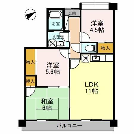 メゾンアザレア｜大阪府富田林市甲田１丁目(賃貸マンション3LDK・5階・63.10㎡)の写真 その2