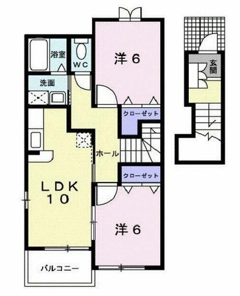 エテルノ 203｜岡山県井原市高屋町１丁目(賃貸アパート2LDK・2階・57.22㎡)の写真 その2