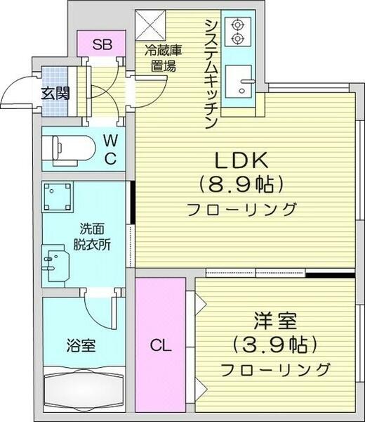 北海道札幌市白石区本郷通１３丁目南(賃貸マンション1LDK・1階・30.03㎡)の写真 その2