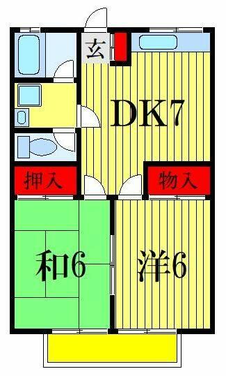 ラベンダーハイム 204｜千葉県船橋市二宮１丁目(賃貸アパート2DK・2階・44.63㎡)の写真 その2