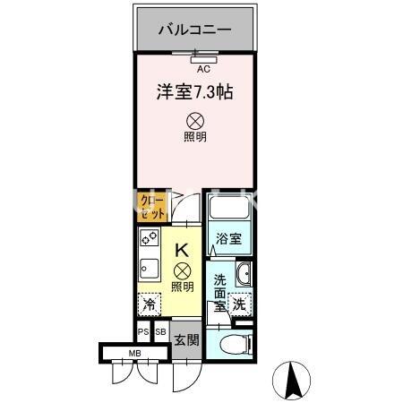 グレイス厚生町｜岡山県岡山市北区厚生町１丁目(賃貸マンション1K・1階・25.72㎡)の写真 その2