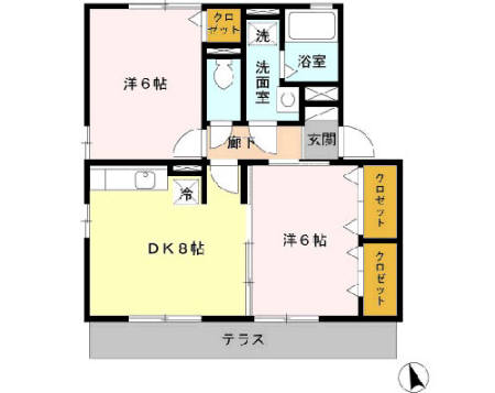熊本県八代市横手新町(賃貸アパート2DK・1階・48.79㎡)の写真 その2