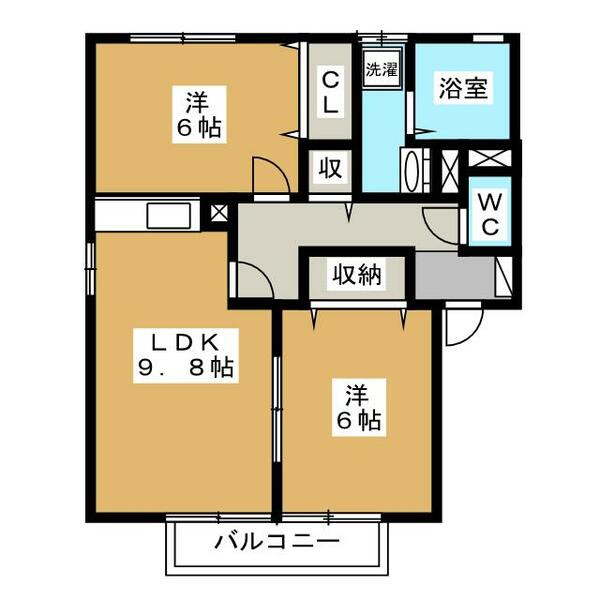 クレール山岸 103｜長野県長野市篠ノ井会(賃貸アパート2DK・1階・55.44㎡)の写真 その2