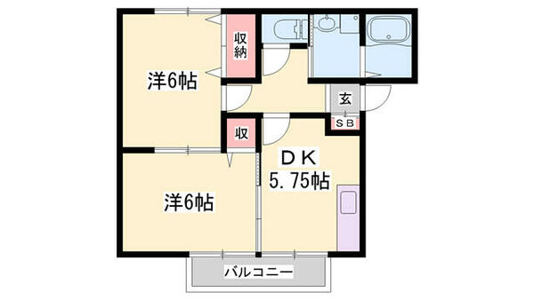 コンフォーレ今宿 203｜兵庫県姫路市東今宿６丁目(賃貸アパート2DK・2階・44.34㎡)の写真 その2