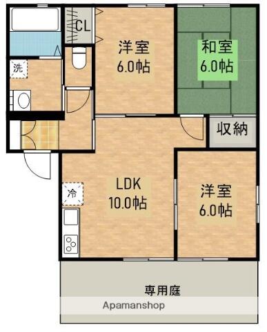 ウェルビラ寿｜鹿児島県鹿屋市寿３丁目(賃貸アパート3LDK・1階・59.72㎡)の写真 その2