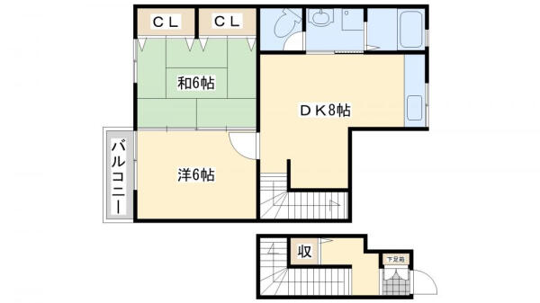 レフィナード木屋瀬 203｜福岡県北九州市八幡西区木屋瀬５丁目(賃貸アパート2DK・2階・45.34㎡)の写真 その2