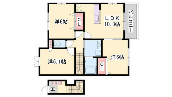 兵庫県加古川市加古川町友沢(賃貸アパート3LDK・2階・67.43㎡)の写真 その2