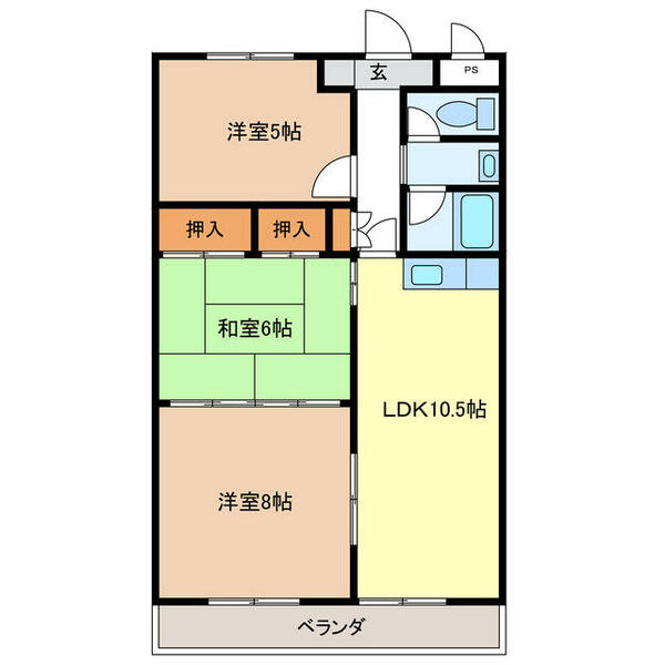 三重県津市島崎町(賃貸マンション3LDK・5階・62.72㎡)の写真 その2