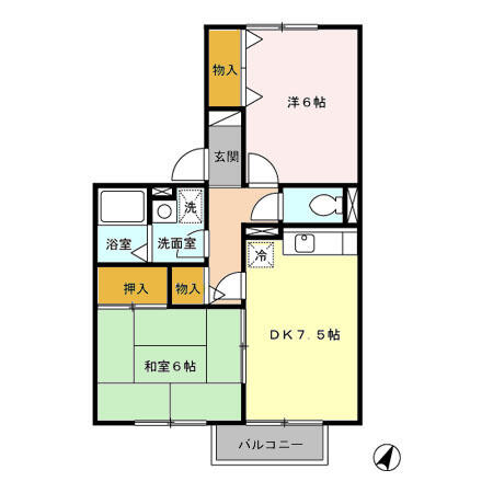 埼玉県さいたま市西区大字指扇(賃貸アパート2DK・2階・48.96㎡)の写真 その2