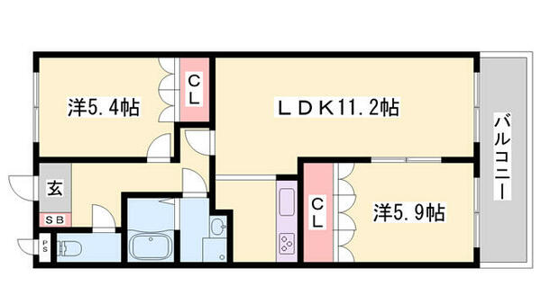 兵庫県高砂市曽根町(賃貸アパート2LDK・2階・58.32㎡)の写真 その2