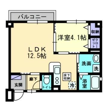 愛媛県松山市平和通３丁目(賃貸マンション1LDK・1階・40.04㎡)の写真 その2