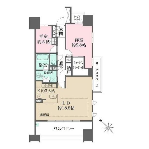 ザ・パークハウス名古屋Ａ棟 1508｜愛知県名古屋市西区則武新町３丁目(賃貸マンション2LDK・15階・85.42㎡)の写真 その2