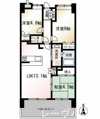 福岡県福岡市中央区荒津２丁目(賃貸マンション3LDK・2階・62.00㎡)の写真 その2