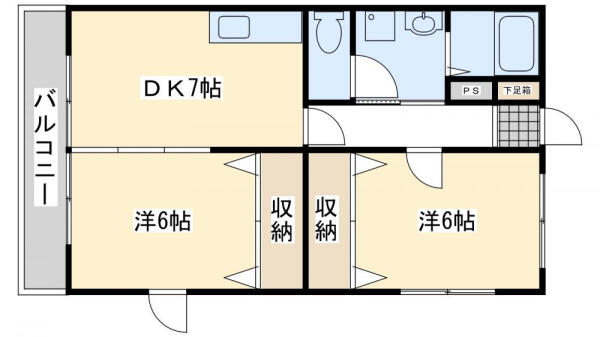 ソレイユ水巻 103｜福岡県遠賀郡水巻町頃末北４丁目(賃貸アパート2DK・1階・46.37㎡)の写真 その2