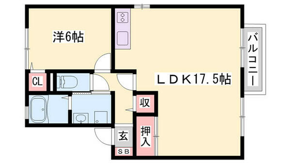 兵庫県加古川市西神吉町岸(賃貸アパート2LDK・2階・53.76㎡)の写真 その2
