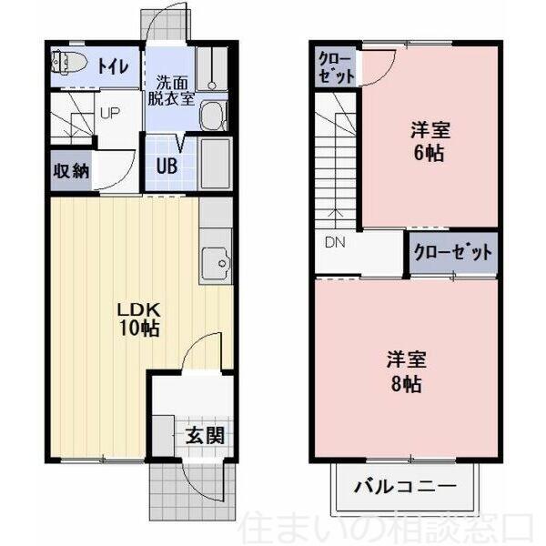 愛知県岡崎市東大友町字位式(賃貸テラスハウス2LDK・--・59.62㎡)の写真 その2