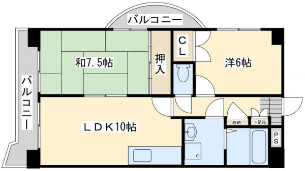 一鼓館 302｜福岡県北九州市八幡西区割子川１丁目(賃貸マンション2LDK・3階・54.00㎡)の写真 その2