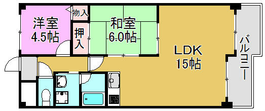 第５大原マンション｜大阪府東大阪市西堤本通西３丁目(賃貸マンション2LDK・4階・56.00㎡)の写真 その2